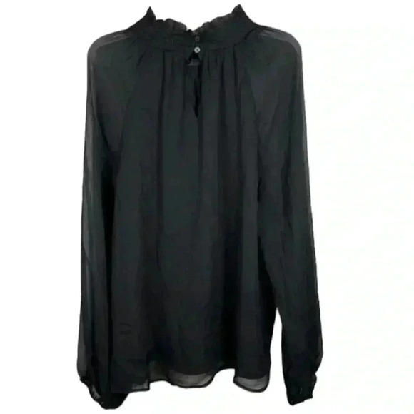 Joie Black Long Sleeve Smocked Neck Top Limited Edition Size L - Picture 5 of 13